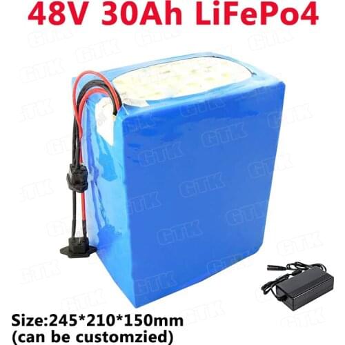 GTK lifepo4 48v 30ah 40ah lifepo4 battery pack with BMS for 2200w 48v electric bicycle bike 1500w motor triciclo+5A Charger