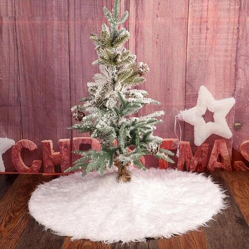 Hot White Christmas Tree Skirt Plush Faux Fur Carpet Xmas Floor Mat Ornaments Merry Christmas New Year Christmas Tree Decoration
