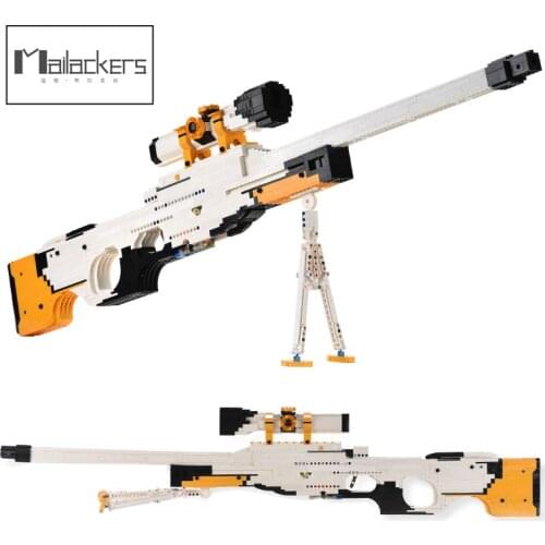 Mailackers Military Sniper Rifle CSGO Shooting Game Weapon Machine Gun Pistol Assembly Toys Building Blocks Bricks Education Toy