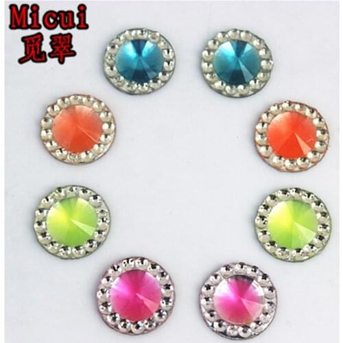 Micui 100pcs 12mm Mix Color Double color Round Resin Rhinestone Crystal Stone beads flatback For DIY Wedding Decoration ZZ2003