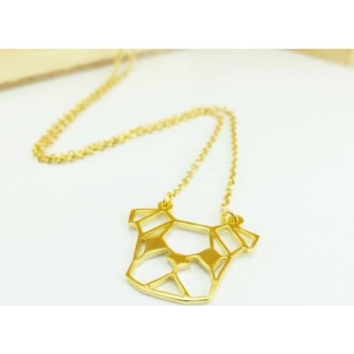 Trendy Gold Silver Color French Bulldog Necklace Women Origami Statement Necklace Dog Memorial Kolye Cs Go Collares