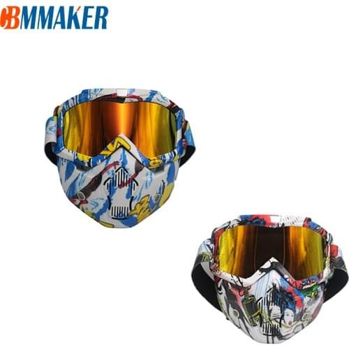 Motorcycle Goggles Outdoor Riding Wind and Sand Goggles Retro Helmet Face Mask Goggles Halloween Mask Can Replace Lense