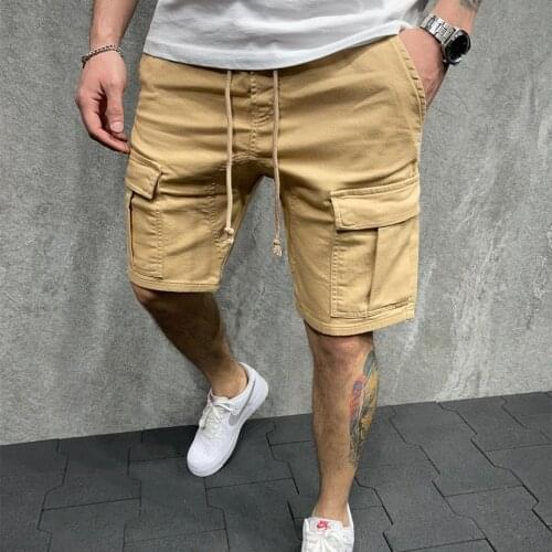Mens Casual Shorts Loose Multi-Pocket Tactical Work Pants Summer New Style 2021 Trend Street Strappy Pants
