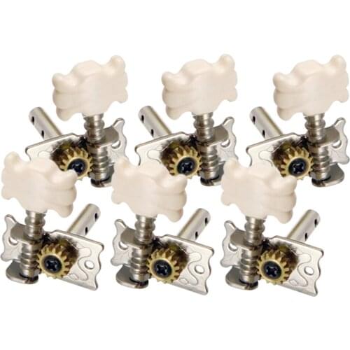 Set of 6 Classical Guitar Tuning Pegs Machine Heads Tuners with Cream Button 3R3L