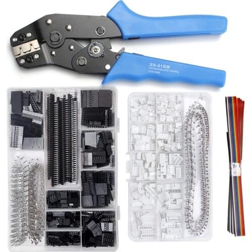 Crimping Tool Kit Dupont Ratcheting Crimper Plier Set with 1550PCS 2.54mm Dupont Connectors and 460PCS 2.54mm JST-XH Connectors