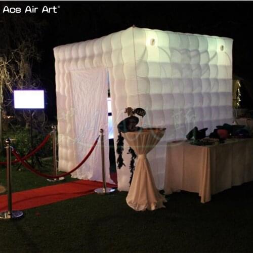2.5X2.5X2.5m Inflatable photo booth,party backdrop for photography with LED lights and printing for Chile