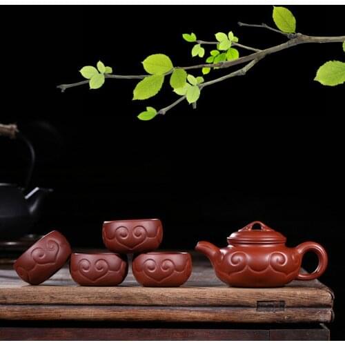 Yixing genuine purple clay pot Handmade raw ore Dahongpao tea set pot Chinese Kung Fu Business Gift Tea Set