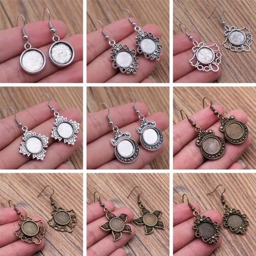 Fit 12mm Cabochons Round Blank Setting Bezel Blank Cabochon Earring Base For DIY Earring Jewelry Findings