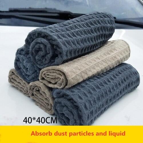 Car 40x40cm Wash Towel Glass Cleaning Wax Polishing Detailing Waffle Weave Towel Car Cleaning Microfiber Cloth Kitchen Cleaner