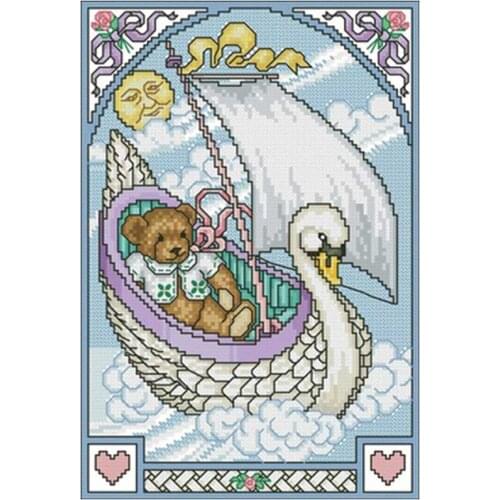 Little bear set sail patterns Counted Cross Stitch 11CT 14CT 18CT DIY Chinese Cross Stitch Kits Embroidery Needlework Sets