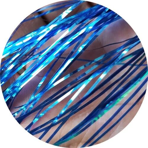 Blue.Pearl Color, 20 Packs Magnum Flashabou, 1mm Holographic Tinsel, Mylar Metallic Tinsel, Flat Flash, Fly Jig Lure, Fishing