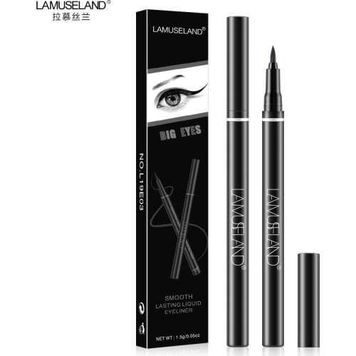 Long-Lasting Waterproof Liquid Eyeliner Black Eye liner Liqui Makeup Brand LAMUSELAND #L19E03
