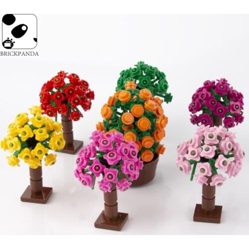 Garden Plants Tree Building Blocks Bricks City Figures Accessory House Courtyard Green Bush Flower Grass Bricks Toys for Childre