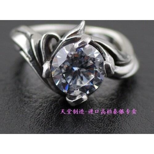 Thailand imported 925 silver, four silver Zircon ring rotating claw, tail ring
