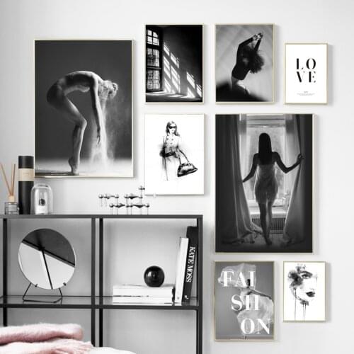 Dance Girl Fashion Girl Sexy Girls Wall Art Canvas Painting Nordic Posters And Prints Black White Wall Pictures For Living Room