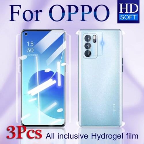 3 In 1 Full Coverage Find X2 X3 Screen Protector For OPPO Reno 6 5 ProPlus Front Back Hydrogel Film 4Pro 3Pro Soft Realme GT NEO
