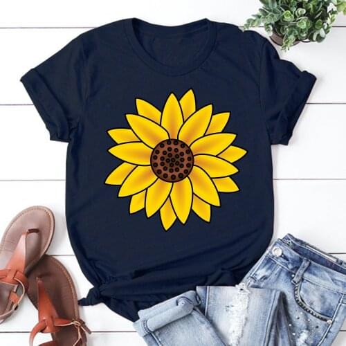 Sunflower T Shirt Women Summer Casual Tshirts Tees Harajuku Korean Style Graphic Tops 2021 Kawaii Female T-shirt TX8207