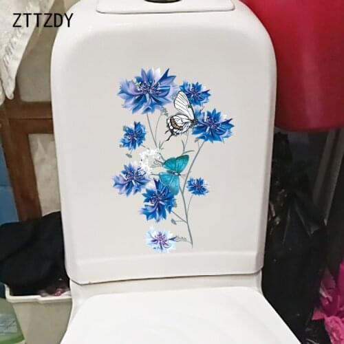 ZTTZDY 17.3×26.4CM Technology Flowers Fashion Toilet Stickers Home Room Wall Decor Accessories T2-1274