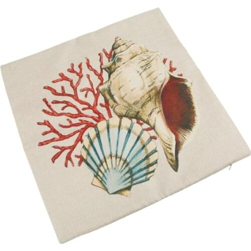 Exquisite Sofa Cushion Cover Bed Winding Flax Mediterranean Style Blue Marine Sailor Conch Octopus Printed Pillow Cover