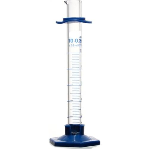 10mL Measuring Cylinder with Spout and Graduation with Plastic Heagon Base Laboratory Chemistry Equipment