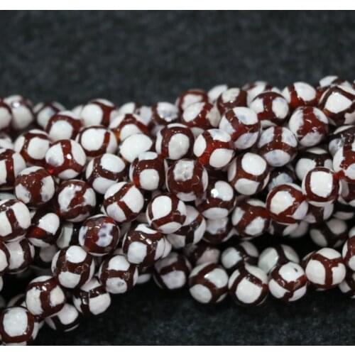 10mm 38pcs/lot, TOP Quality ! Red White Handmade Loose Spacer Round Natural Stone Beads Bracelet DIY Jewelry Making