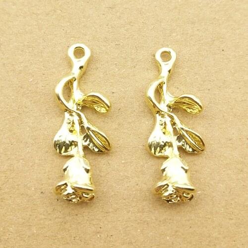 10pcs 10x28mm rose flower charm for jewelry making cute earring pendant bracelet necklace charms