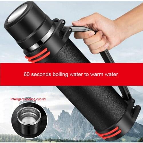 1200ml Stainless Steel Travel Thermos Bottle Large Capacity Portable Outdoor Water Flask Heat Preservation Drinking Cup