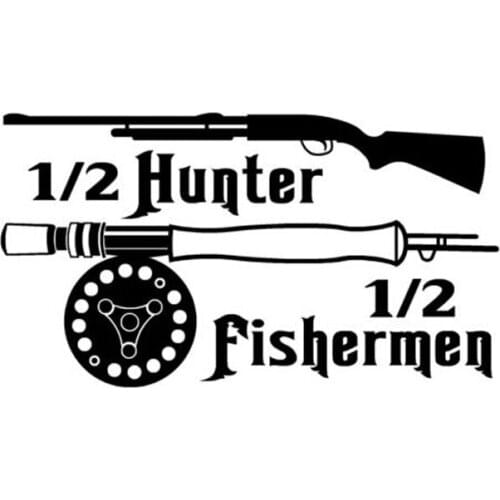 13.7CM*7.7CM Creative Fishing HuntER Vinyl Outdoor Car Stickers Personality Vinyl Laptop Suitcase Helmet Skateboard Sticker