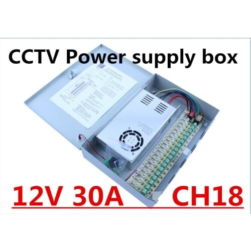 18CH 12V 30A CCTV Power Supply Box / 12V 30A 360W Monitor Power Supply AUTO-RESET / Switch Power Supply 18 port CCTV