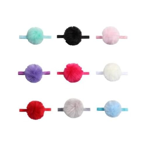 20pcs 2017 New Kids Hair Bands Headwear Turban Gum For Girls Hair Fur Ball Headband Toddler Infants Hair Accessories