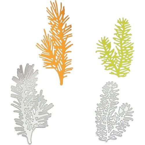 2x Pine Branch Metal Cutting Dies Stencil DIY Carboon Steel Scrapbooking Template for Album Paper Card Craft Decoration