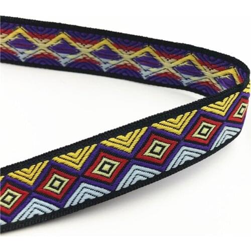 5Yards 20mm 3/4" Woven Jacquard Ribbon Purple Red Yellow Pattern DIY Handmade Ribbon Material Sewing Hat Curtain Clothing Decor