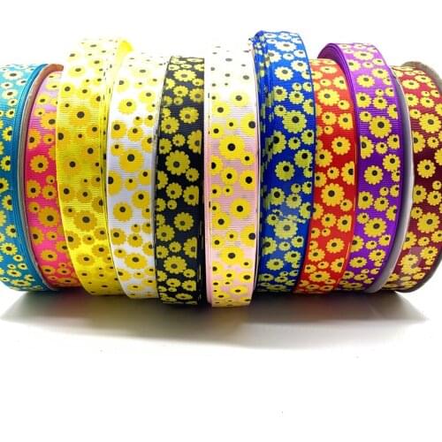 5yards 1" 25MM Grosgrain Ribbon Printed flowers for Christmas Wedding Decoration DIY Sewing Handmand Craft Accessories