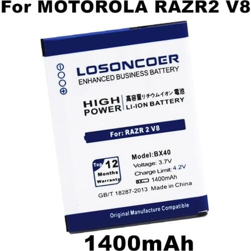 LOSONCOER 1400mAh BX40 Battery for MOTOROLA BX40 RAZR 2 V9m RAZR2 V8 V9 Battery+ tracking number