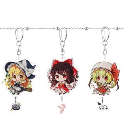 Anime Game TouHou Project Kirisame Marisa Remilia Scarlet Acrylic Double Sided Keychain Keyrings Backpack Pendant Xmas Gifts New