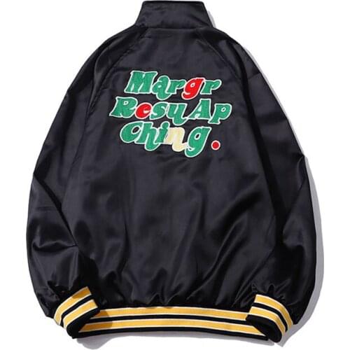 Spring Autumn Letter Embroidery Mens Jacket Women Harajuku Trend Vintage Zipper Windbreaker Long Sleeve Baseball Coat 2021
