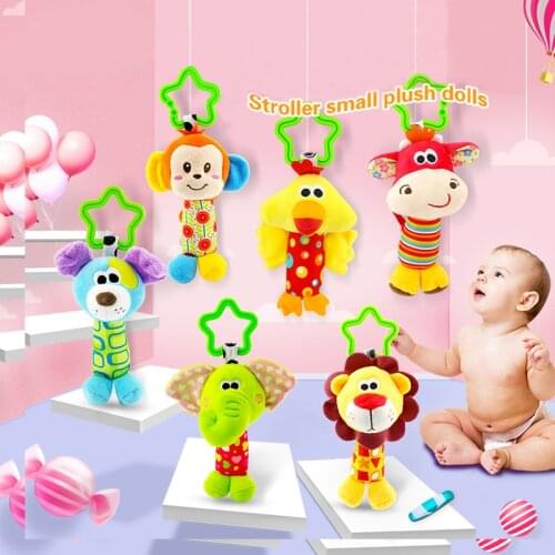 Newborn Baby Plush Rattle Toys with Squeaker Rustle Educational Sensory Crib Stroller Doll for Toddler Girls Boys 0 6 12 Months
