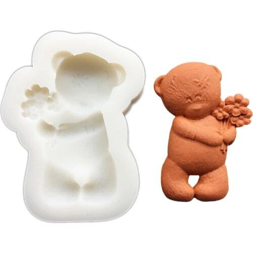 Flower Bear Shape Silicone Mold Sugarcraft Chocolate Cupcake Baking Mold Fondant Cake Decorating Tools