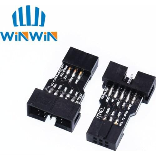 H73 1pcs 10 Pin to 6 Pin Adapter Board for AVRISP MKII USBASP STK500 High Quality
