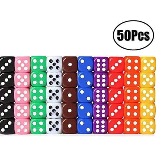 50pcs dice games 6 Sided Dice Point Dice mix colors 16mm for board game Bar Pub Club Party