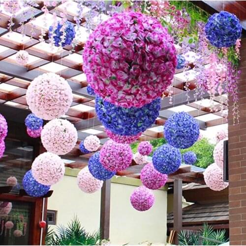 6 To 24 Inch Artificial Rose Ball Artificial Flower Silk Pomander Roses Kissing Balls Fake Flowers For Party Decoration