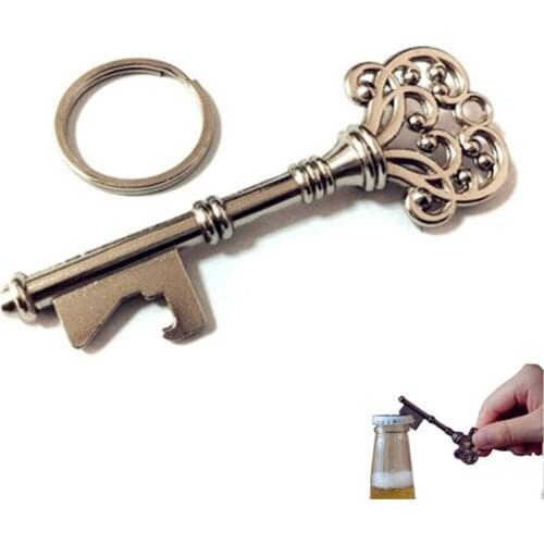 Key Shaped Bottle Opener Keychain Shaped Zinc Alloy Copper Silver Color Key Ring Beer Bottle Opener Unique Creative Gift