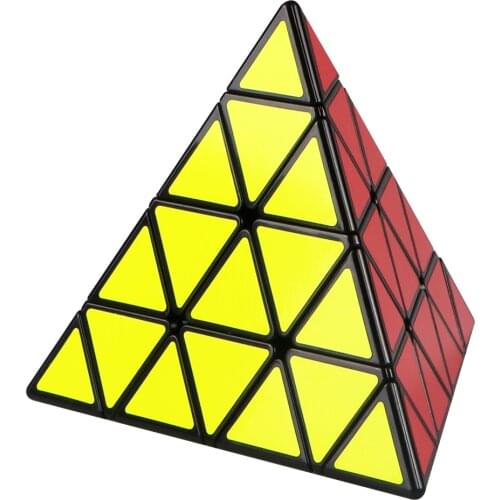 Mofangge 4x4x4 Pyramid Cube Black/Stickerless Magic Cube KiloPyramid Cube 4x4 Puzzle Pyramid Cube Special Toys For Children
