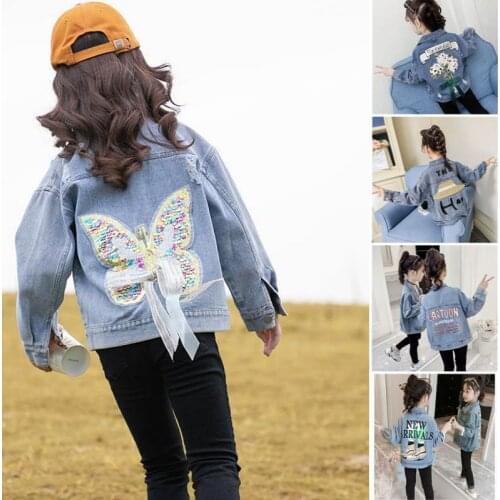 Girl Jackets Spring Kids Denim Jackets for Girls Flower Embroidery Coats Childrens Jackets Clothing Child Outwear