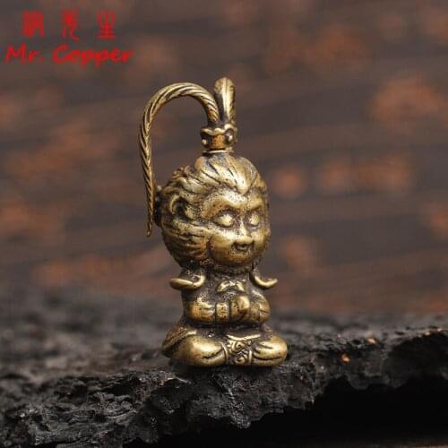 Brass Chinese Super Hero Monkey King Statue Home Decor Ornaments Copper Office Desk Decorations Miniature Figurines Accessories