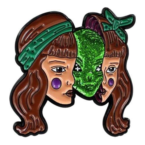 Weird Strange Metal Enamel Brooch Cute Girl Monster With Body Badge Pin Personality Trendy Backpack Hat Jewelry Accessories Gift