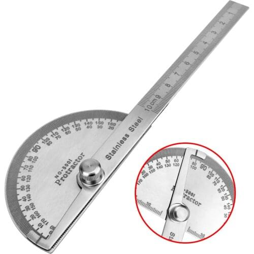 Stainless Steel Woodworking Tools Rotary Measuring Ruler 180 Degree Protractor Goniometer Angle Ruler Metal Angle Finder
