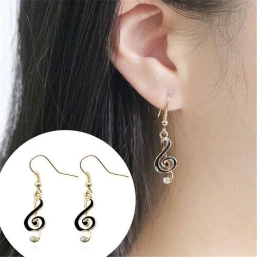 ZRM 3 Colors Charm Rhinestones Music Notes Earrings For Women Elegant And Beautiful Ladies Long Earring Jewelry