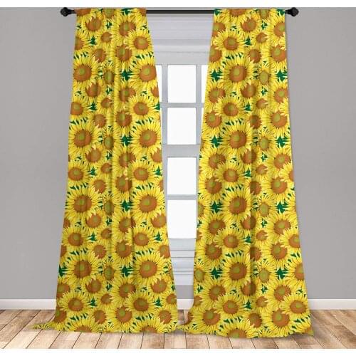 Sunflower Window Curtains Agriculture Harvest Autumn Season Inspired Floral Arrangement Window Drapes with Rod Pocket