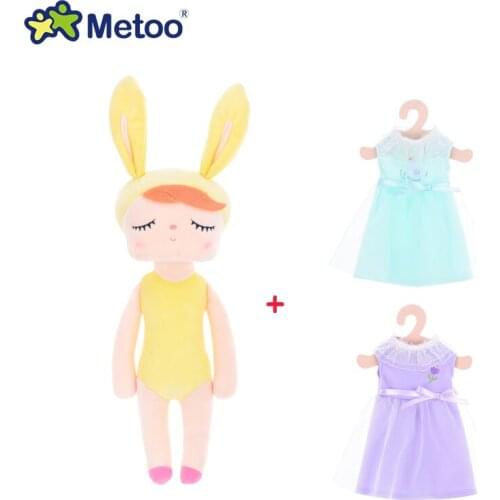 Metoo Plush Toys Angela Dolls Stuffed Stuffed Toys Girl Wear Toys Kids Kawaii Cartoon Rabbit for Girls Birthday Christmas Gift